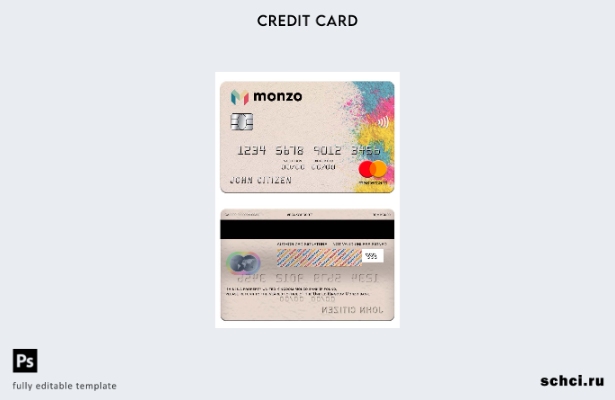 цифровая загрузка шаблона Mastercard банка Monzo Соединенного Королевства